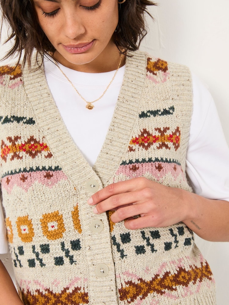FatFace Knitted Floral Pattern Waistcoat - Imagen 5 de 5