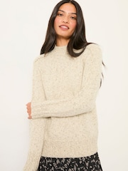 FatFace Fae Natural Flecked Knitted Jumper - Image 1 of 5