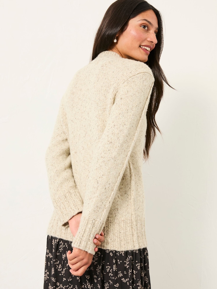 FatFace Fae Natural Flecked Knitted Jumper - Image 2 of 5