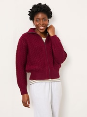 Rojo burdeos - FatFace Zip Through Funnel Neck - Imagen 4 de 6