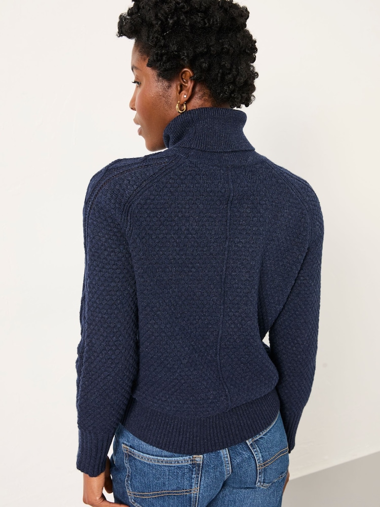 FatFace Freida Navy Turtle Neck Knitted Jumper - Image 2 of 5