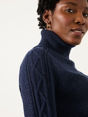 FatFace Freida Navy Turtle Neck Knitted Jumper - Image 3 of 5