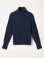 FatFace Freida Navy Turtle Neck Knitted Jumper - Image 5 of 5