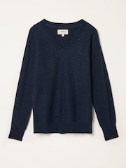FatFace Bella Dark Navy Batwing Knitted Jumper - Image 1 of 1