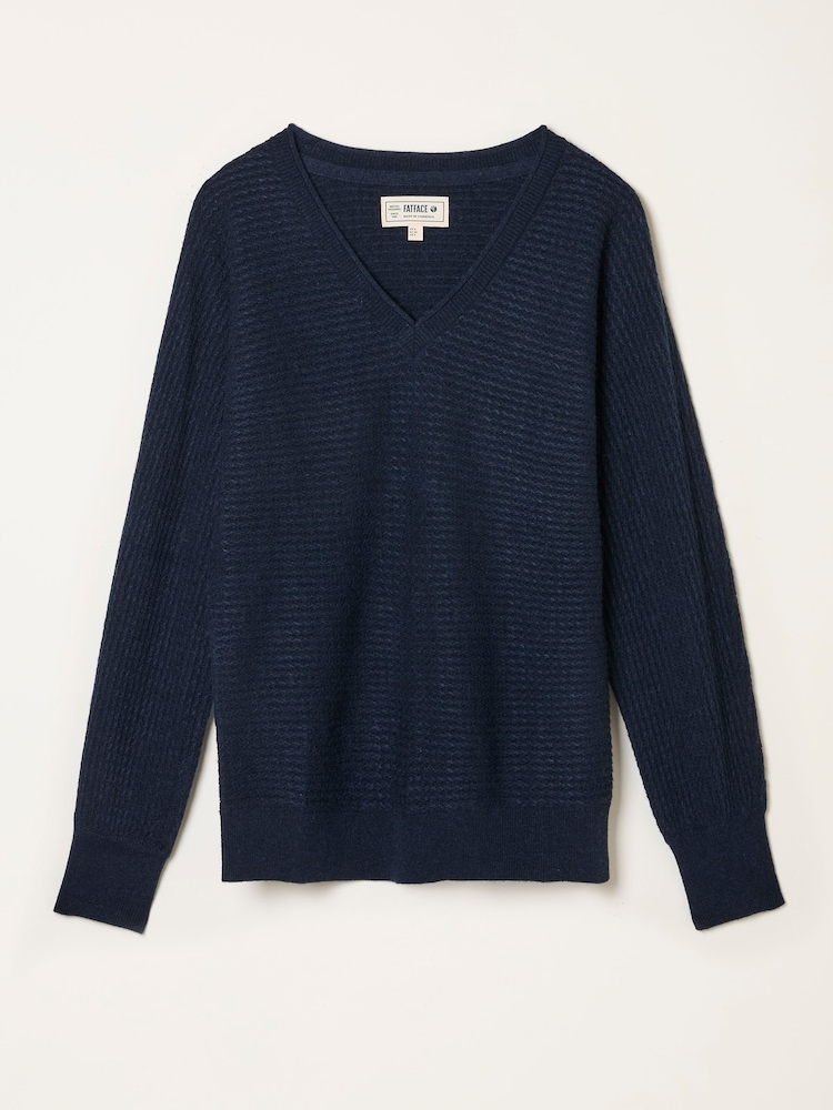 FatFace Bella Dark Navy Batwing Knitted Jumper - Image 1 of 1