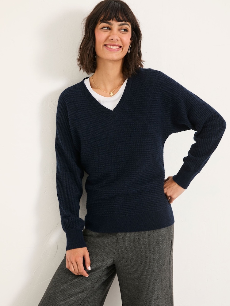 FatFace Bella Dark Navy Batwing Knitted Jumper - Image 1 of 6 FatFace Bella Dark Navy Batwing Knitted Jumper - Image 1 of 6
