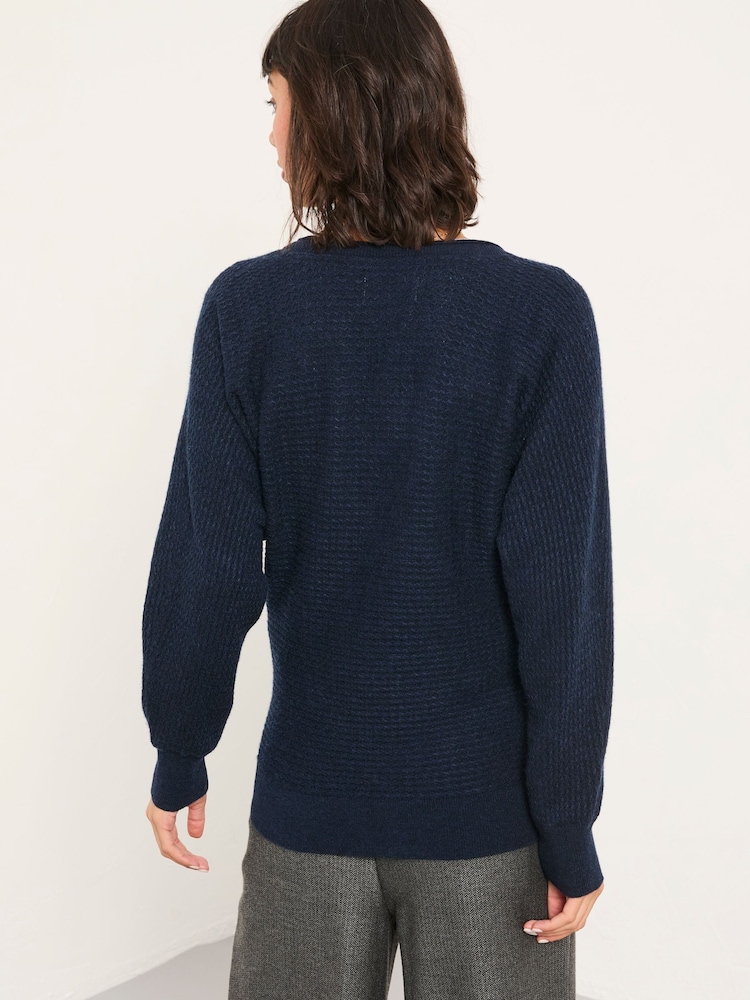 FatFace Bella Dark Navy Batwing Knitted Jumper - Image 2 of 6 FatFace Bella Dark Navy Batwing Knitted Jumper - Image 2 of 6