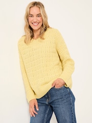 FatFace Stella Lemon Yellow V Neck Knitted Jumper - Image 2 of 7