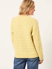 FatFace Stella Lemon Yellow V Neck Knitted Jumper - Image 3 of 7