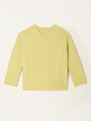 FatFace Stella Lemon Yellow V Neck Knitted Jumper - Image 7 of 7