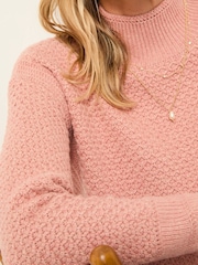 FatFace Blair Rose Pink Funnel Neck Long Line Knitted Jumper - Image 4 of 5
