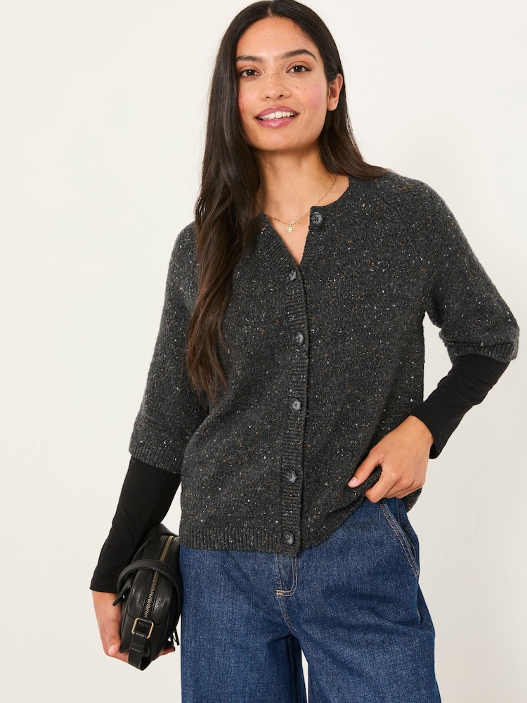 FatFace Remi Black Knitted Cardigan - Image 1 of 6 FatFace Remi Black Knitted Cardigan - Image 1 of 6