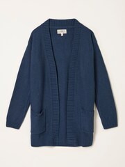 Azul marino - FatFace Longline Knitted Cardigan - Imagen 1 de 1