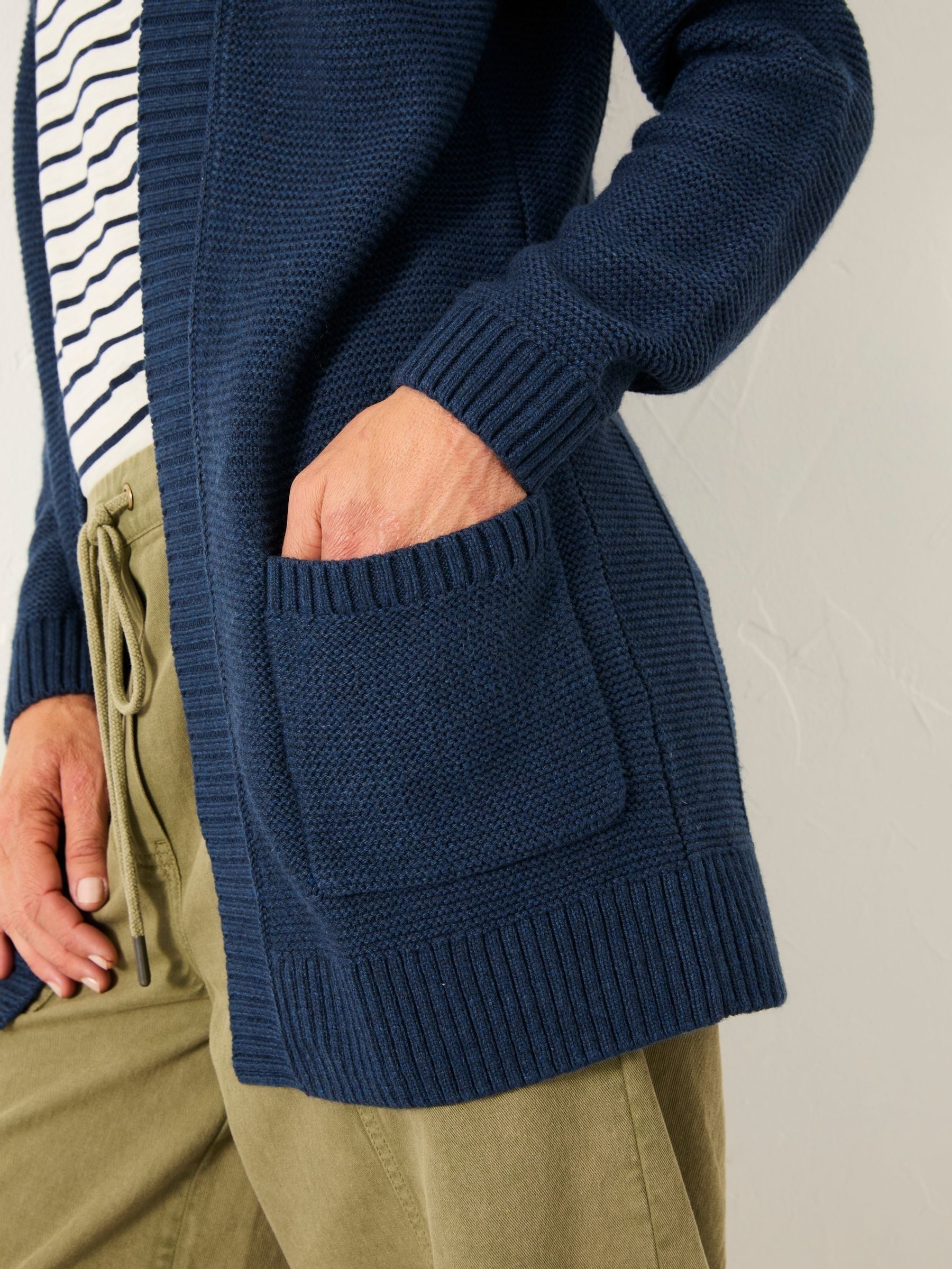 Buy FatFace Harriet Navy Longline Knitted Cardigan from the Next
