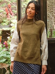 FatFace Knitted and Woven 2in1 Top - Imagem 1 de 7