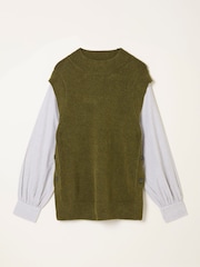FatFace Knitted and Woven 2in1 Top - Imagem 7 de 7