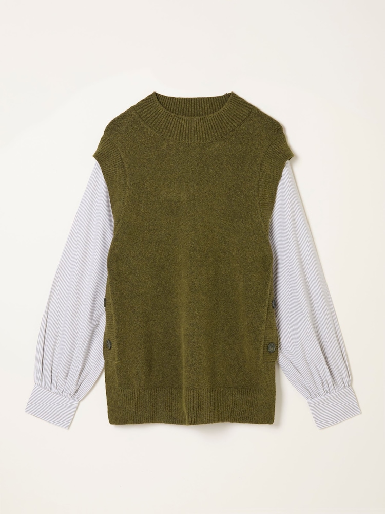 FatFace Knitted and Woven 2in1 Top - Imagem 7 de 7