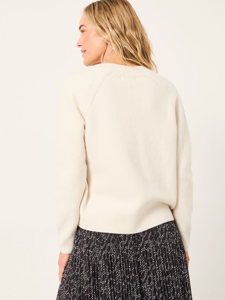 Blanco tiz - FatFace V Neck Knitted Cardigan - Imagen 2 de 5
