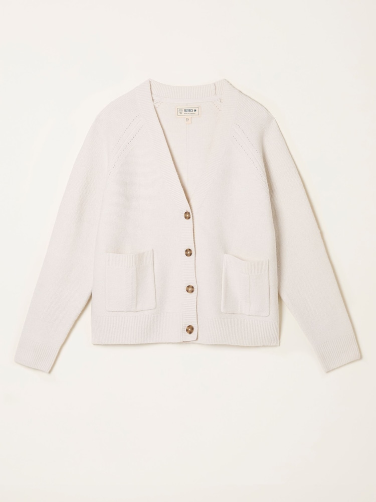 Blanco tiz - FatFace V Neck Knitted Cardigan - Imagen 5 de 5