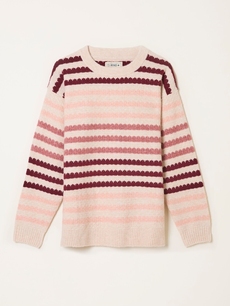 FatFace Solange Chalk White Stripe Knitted Crew Jumper - Image 1 of 1 FatFace Solange Chalk White Stripe Knitted Crew Jumper - Image 1 of 1