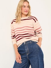 FatFace Solange Chalk White Stripe Knitted Crew Jumper - Image 3 of 6