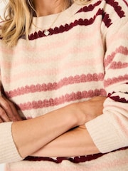 FatFace Solange Chalk White Stripe Knitted Crew Jumper - Image 4 of 6