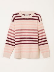 FatFace Solange Chalk White Stripe Knitted Crew Jumper - Image 6 of 6
