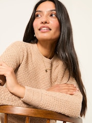 FatFace Ella Dark Natural Textured Knitted Jumper - Image 5 of 6