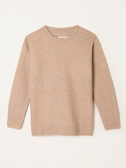 FatFace Ella Dark Natural Textured Knitted Jumper - Image 6 of 6