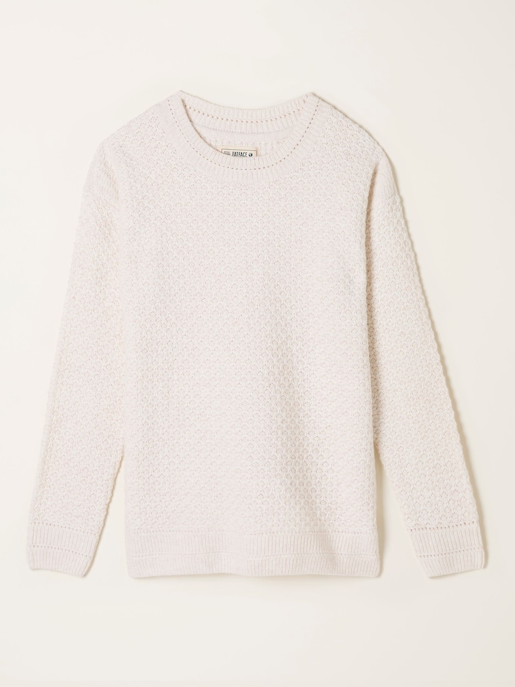 FatFace Ella Chalk White Textured Knitted Jumper - Image 1 of 1 FatFace Ella Chalk White Textured Knitted Jumper - Image 1 of 1