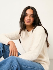 Branco de giz - Blusa de malha texturizada FatFace - Imagem 3 de 4