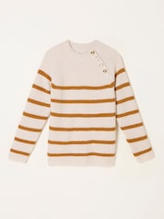 FatFace Chalk White Breton Stripe Knitted Jumper - Image 1 of 1