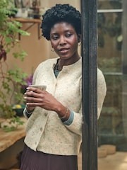 FatFace Faye Chalk White Flecked Knitted Cardigan - Image 1 of 6