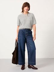 FatFace Keira Mid Grey Fluffy Short Sleeve Knitted T Shirt - Image 5 of 6