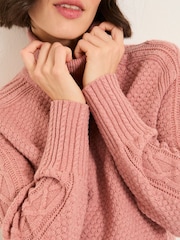 Rosa rosa - FatFace Turtle Neck Knitted Jumper - Imagem 3 de 6