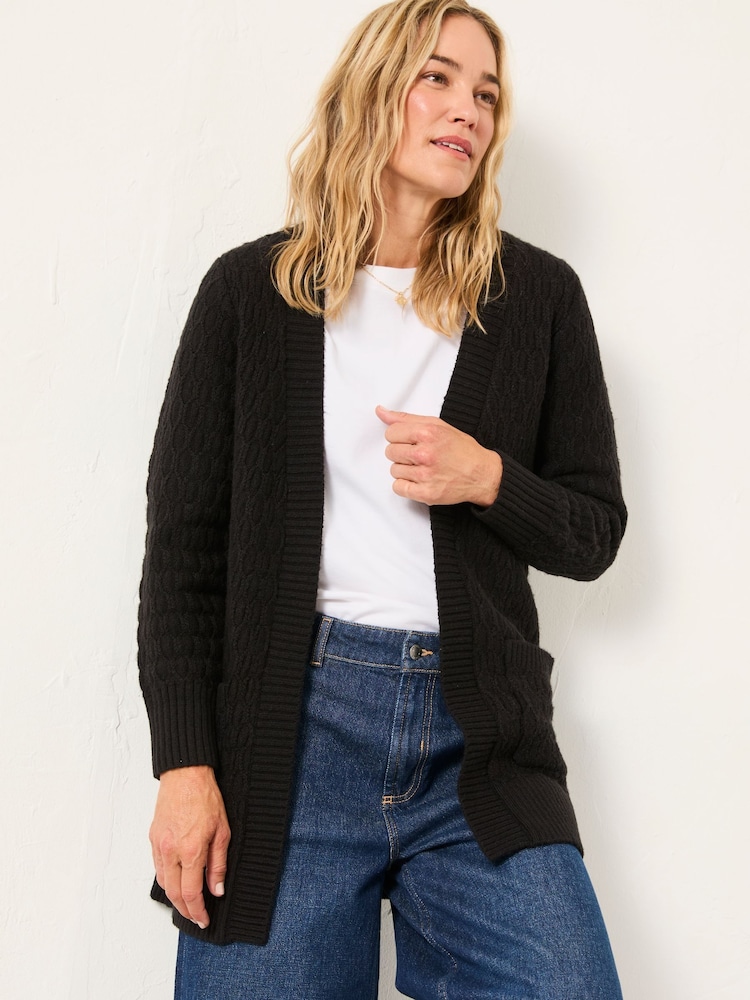 FatFace Hannah Black Longline Knitted Cardigan - Image 1 of 5 FatFace Hannah Black Longline Knitted Cardigan - Image 1 of 5