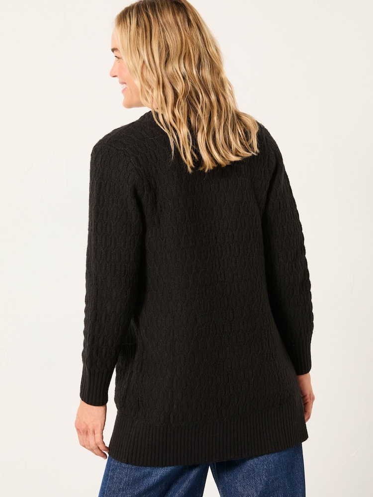 FatFace Hannah Black Longline Knitted Cardigan - Image 2 of 5 FatFace Hannah Black Longline Knitted Cardigan - Image 2 of 5