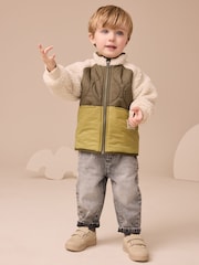 Green Borg Nylon Bomber Borg Nylon Colourblock Shacket (3mths-7yrs) - Image 4 of 6