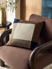 Brown 50 x 50cm Abstract Squares Corduroy Cushion - Image 1 of 6
