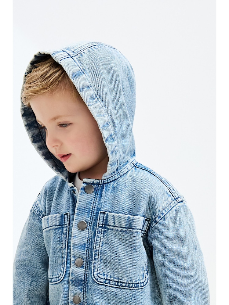 Mid Blue Denim Hooded Overshirt (3mths-7yrs) - Image 1 of 22