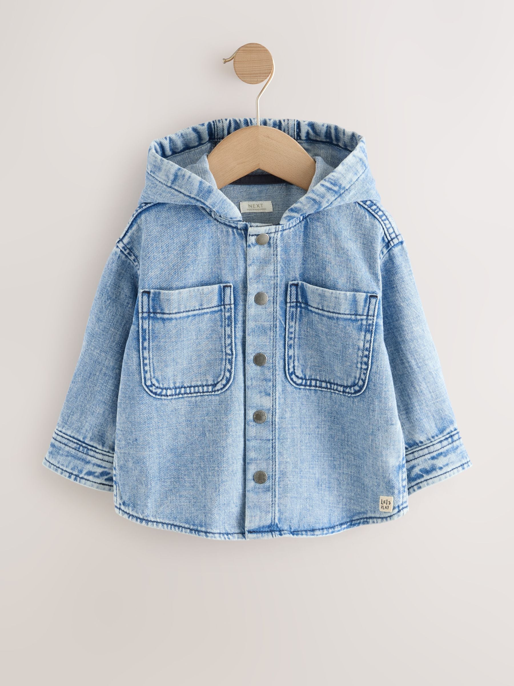 Buy Mid Blue Denim Hooded Overshirt (3mths-7yrs) from Next USA