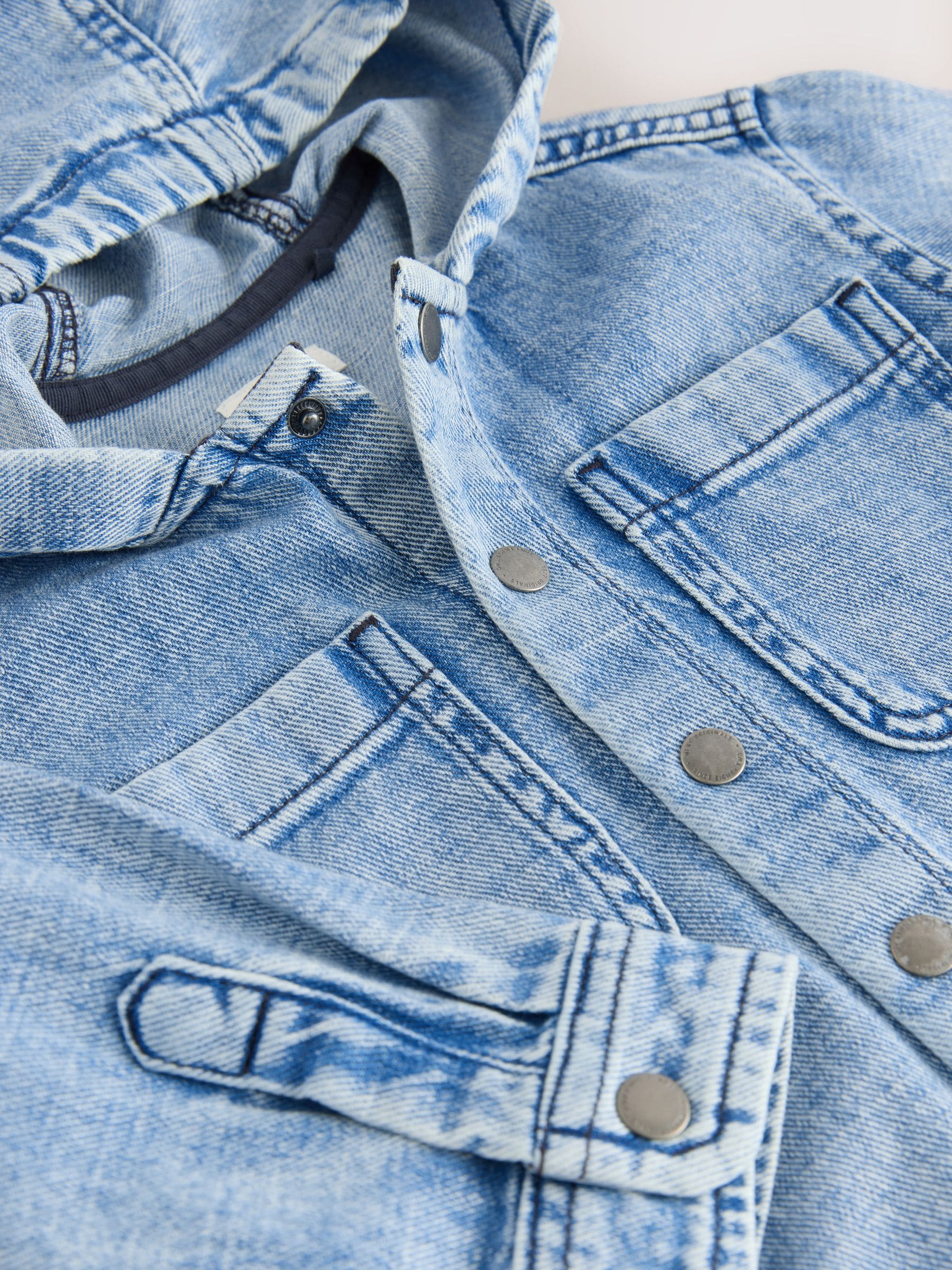 Buy Mid Blue Denim Hooded Overshirt (3mths-7yrs) from Next Romania