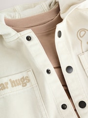 Ecru Bear Twill Hooded Overshirt and T-Shirt Set (3mths-7yrs) - Image 11 of 15