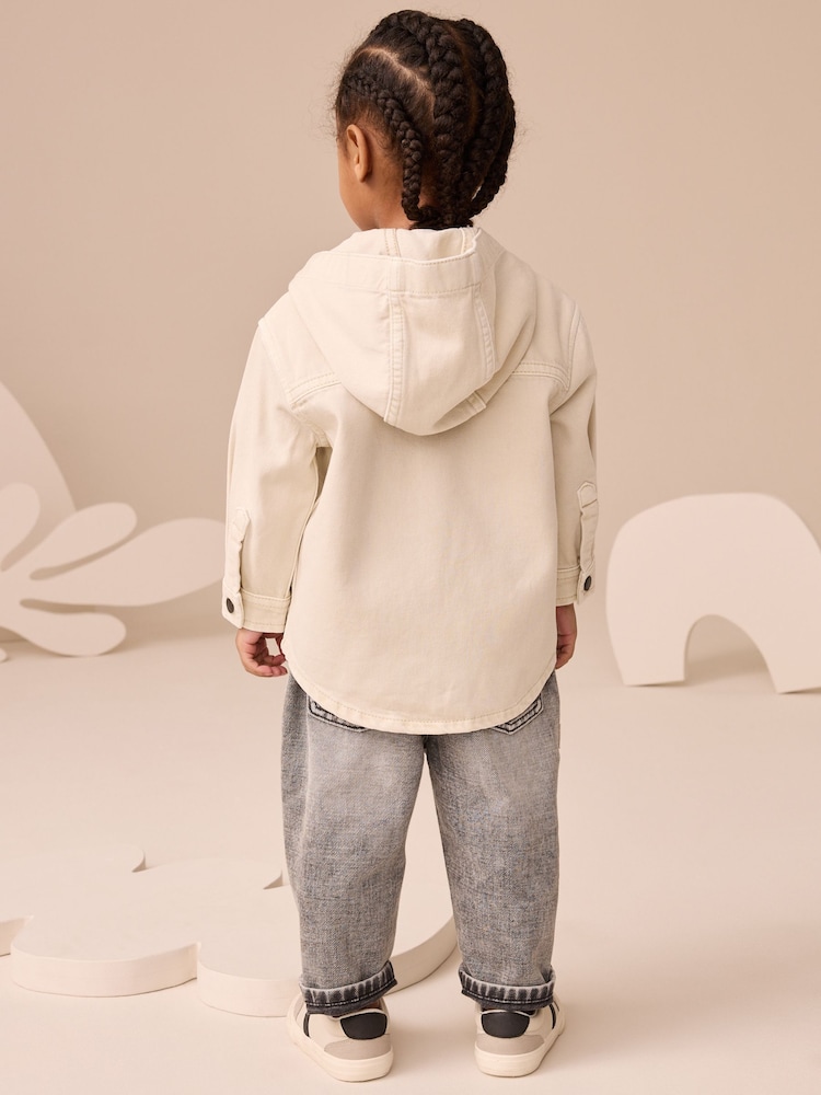 Ecru Bear Twill Hooded Overshirt and T-Shirt Set (3mths-7yrs) - Image 2 of 5