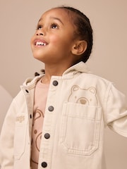 Ecru Bear Twill Hooded Overshirt and T-Shirt Set (3mths-7yrs) - Image 3 of 5