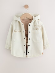 Ecru Bear Twill Hooded Overshirt and T-Shirt Set (3mths-7yrs) - Image 7 of 15