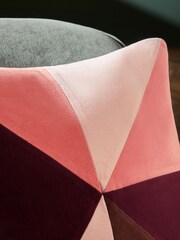 Burgundy Red 50 x 50cm Multi Patchwork Velvet Cushion - Image 2 of 6