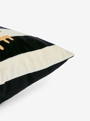 Black/White 43 x 43cm Popcorn Slogan Stripe Velvet Cushion - Image 5 of 5