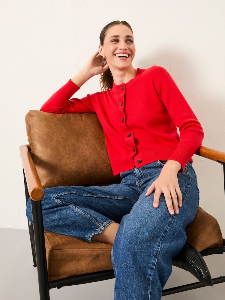 FatFace Selene Red Knitted Cardigan - Image 5 of 5