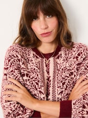 FatFace Burgundy Red Floral Bouquet Knitted Crew Neck Jumper - Image 3 of 7